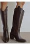 Vendy Western Cowboy Heeled Women's Floater Boots P316-Brown - 4
