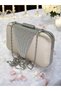 Skin Color Satin Silver Stone Evening Dress Bag Evening Bag Engagement Wedding Bag - 7