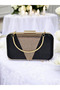 Black Color Satin Rosegold Stone Evening Dress Bag Evening Bag Engagement Wedding Bag - 7