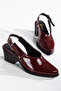 Women's Faux Leather Open-Back Heeled Sandals - 4