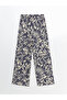 Mixed Patterned Women's Trousers with Elastic Waist - 8