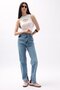 Asymmetrical Waist Leg Slit Jean