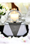 Silver Gray Color Satin Platinum Stone Evening Dress Bag Evening Bag - 2