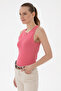 Women's Dark Pink Sleeveless Crew Neck Basic T-Shirt 50300904-Vr167