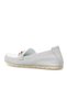 Women's Genuine Leather Buckle Detailed Daily Ballerinas 25Y D25Ya-745 Z White - 3