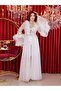 2-Piece Long Dressing Gown with Feathers