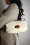 Mina Cream Soft Leather Design Lock Double Strap Women's Shoulder Bag - 6