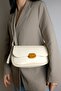 Mina Cream Soft Leather Design Lock Double Strap Women's Shoulder Bag - 2