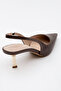 MARTEN Brown Skin Women's Pointed Toe Open Back Thin Heeled Shoes - 4