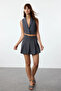Anthracite Pleated Woven Shorts Skirt Twoaw24Sr00006 - 2
