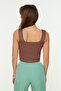 Brown Crop Thick Sling Blouse Twoaw20Bz0576 - 5