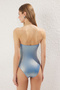 Metallic Strapless Swimsuit with Gold Accessories and Drawstring Detail - 4