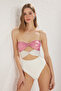 Cut-Out Metallic Fabric Detailed Strapless Swimsuit - 2