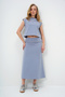 Women's Painted Gray Ring Stand Collar Blouse and Skirt Suit Alc-X13482 - 7