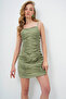 Women's Khaki Adjustable Strap Draped Lined Woven Mini Dress Alc-X13695 - 5