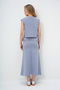 Women's Painted Gray Ring Stand Collar Blouse and Skirt Suit Alc-X13482 - 8