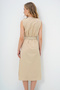Women's Beige Frilled Front Belt Poplin Woven Dress ALC-X11609 - 7