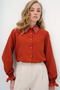 Women's Brick Red Pearl and Stone Embroidered Aerobin Shirt ALC-X10085 - 5