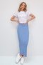 Women's Blue Crew Neck Embroidered Crop Blouse and Skirt Set Alc-X13725