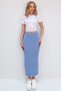 Women's Blue Crew Neck Embroidered Crop Blouse and Skirt Set Alc-X13725 - 2