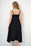 Women's Black Adjustable Strap Double Breasted Neck Woven Dress Alc-X13796 - 8