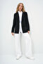 Women's Black Lined Single Button Blazer Jacket Alc-X13751 - 3