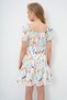 Women Blue-Green Madonna Collar Balloon Sleeve Floral Print Dress Alc-X13748 - 7