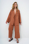Women's Brown Lace-Up Front Kimono Jacket and Palazzo Pants Set Alc-X12452 - 4