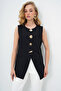 Asymmetrical Cut Vest with Black Metal Accessories Alc-X13774 - 2