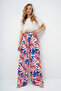 Women's Orange Cobalt Blue Elastic Waist Patterned Wide Leg Pants Alc-X13782 - 5