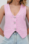 Women's Pink V-Neck Flannel Pocket Lined Jean Vest Alc-X13727 - 6