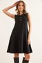 Women's Black Buttoned Skirt Detailed Crepe Dress Elb- 19002345 - 4