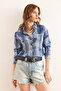 Women's Indigo Color Transition Textured Regular Fit Shirt Gml- 19001297 - 4