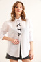 Women's White Bow Detailed Woven Shirt Gml- 19001291 - 4