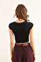 Women's Black Bat Crop Viscose Blouse Blz- 19002855 - 7