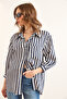 Women's Navy Blue Pocket Striped Bofriend Modal Textured Shirt Gml- 19001296 - 3