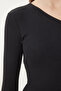Women's Anthracite Black Open Shoulder Ribbed 2-Piece Knitted Blouse Tg00013 - 5