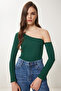 Women's Red Green Open Shoulder Ribbed 2-Piece Knitted Blouse Tg00013 - 6