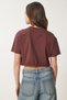 Women's Brown Cotton Crop Knitted T-Shirt Cr00443 - 6