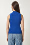 Women's Dark Blue Turtleneck Cotton Knitted Blouse GT00004 - 6