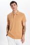Men's Slim Fit Slim Fit 100% Cotton Brown Polo Neck T-Shirt - 2