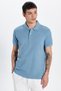 Men's Slim Fit Slim Fit 100% Cotton Blue Polo Neck T-Shirt - 4