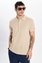 Men's Slim Fit Slim Fit 100% Cotton Beige Polo Neck T-Shirt - 4