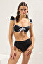 Black Strapless Color Block High Waist Bikini Set Tbess25Bt00146