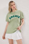 Mint %100 Pamuk Oversize/Geniş Kesim Slogan Nakışlı Örme T-Shirt TWOSS25TS00161 - 2