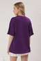 Mor %100 Pamuk Oversize/Geniş Kalıp Baskılı  Örme T-Shirt TWOSS25TS00147 - 4