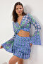 Ethnic Patterned Woven Flounce Beach Blouse-Skirt Set Tbess25Au00031 - 2
