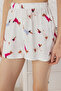 Beyaz-Çok Renkli Köpekli Biyeli Çanta Hediyeli Viskon Şortlu Dokuma Pijama Takımı THMSS25PT00308 - 5