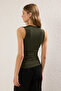 Haki Fitted/Vücuda Oturan Cut Out Detaylı Aksesuarlı Esnek  Örme Bluz TWOSS25BZ00402 - 4