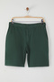Dark Green Loose Fit Cotton Lace up Shorts Tmnss23Sr00056 - 5